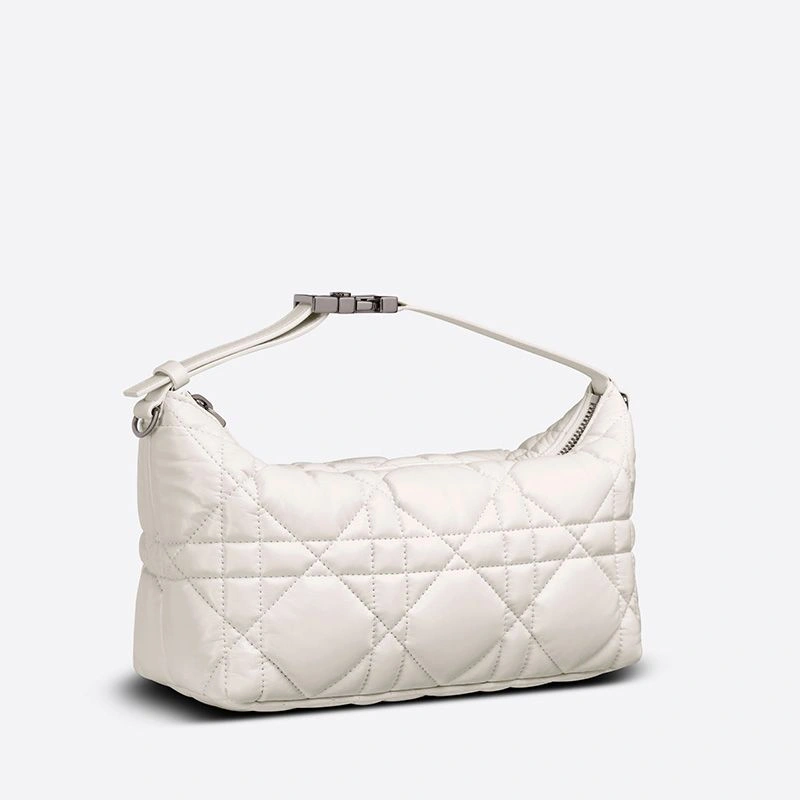 Affordable 5585 Medium DiorTravel Nomad Pouch In Cannage Calfskin White - Image 3