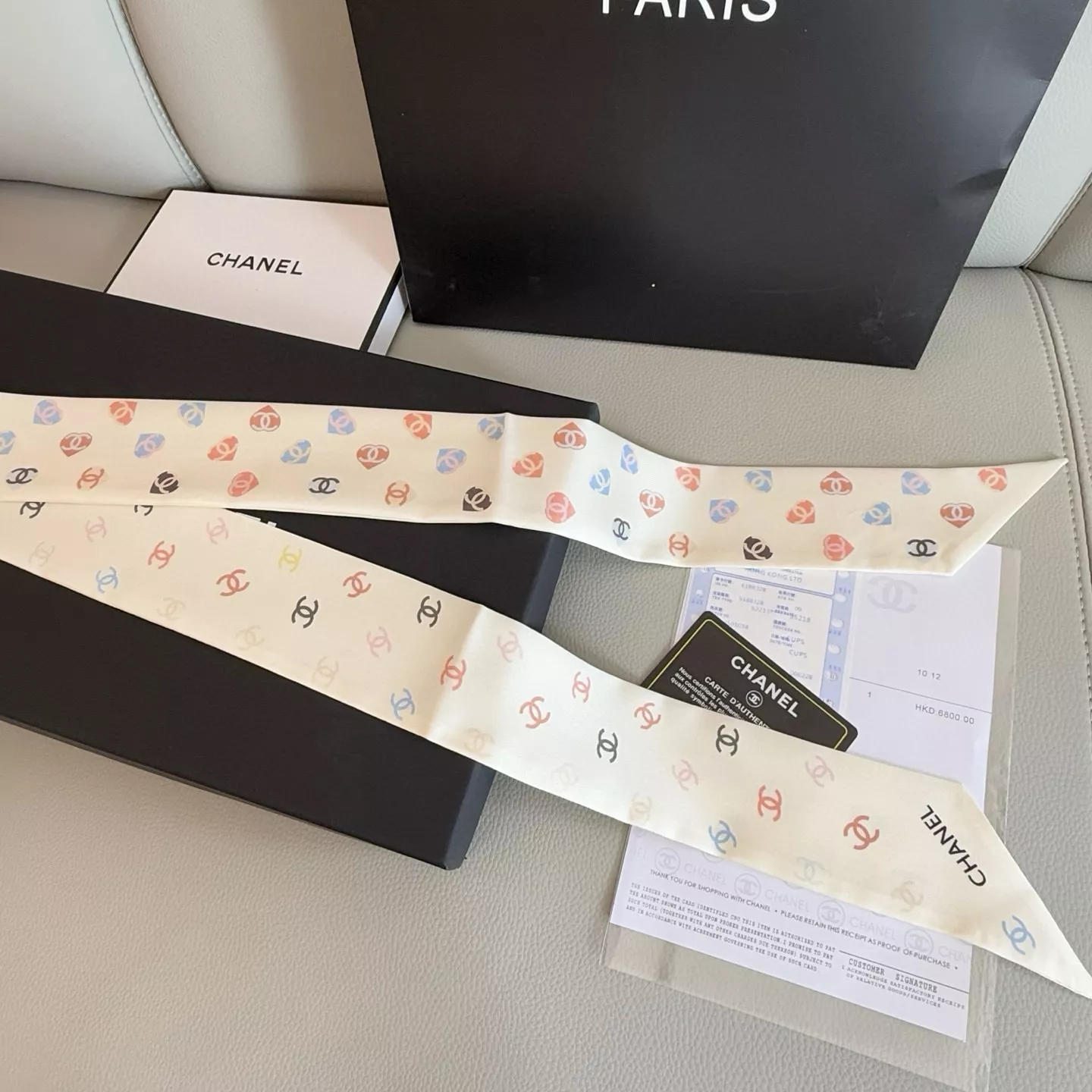 Chanel Silk Scarf Elegant 4144