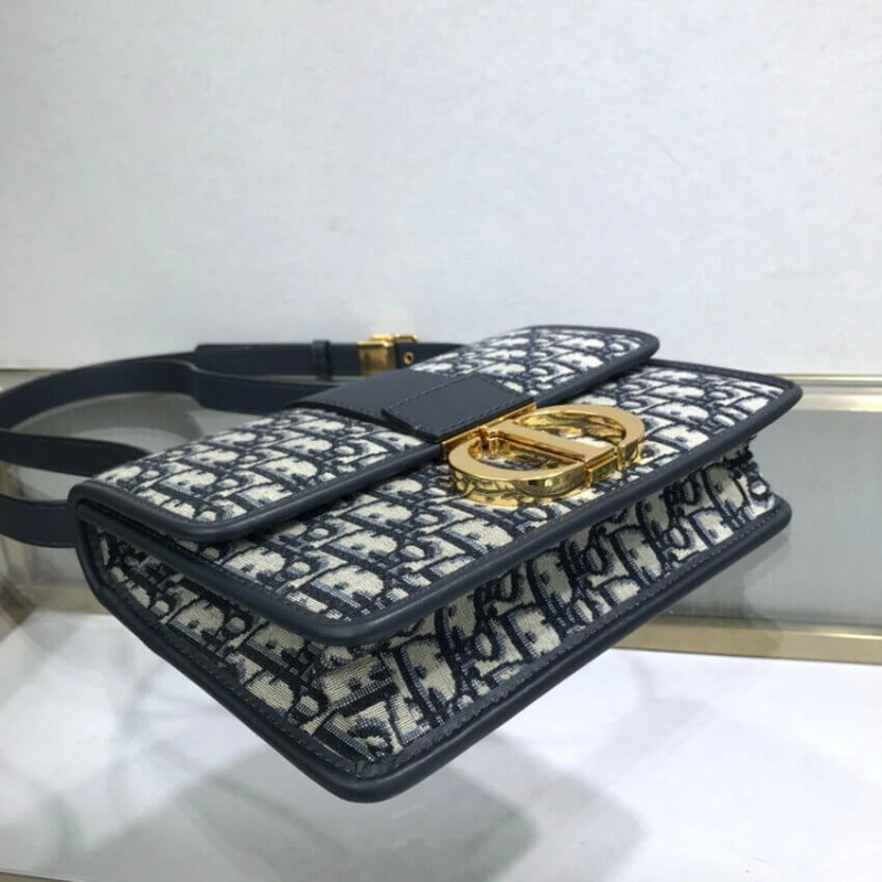 24 x 17 x Christian Dior 30 Montaigne Bag Blue Oblique Jacquard - Image 10