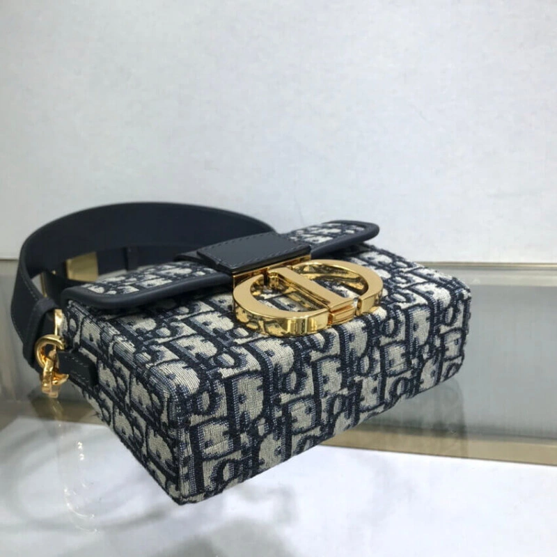 17.5 x 11 Christian Dior 30 Montaigne Box Bag Blue Oblique Jacquard - Image 11