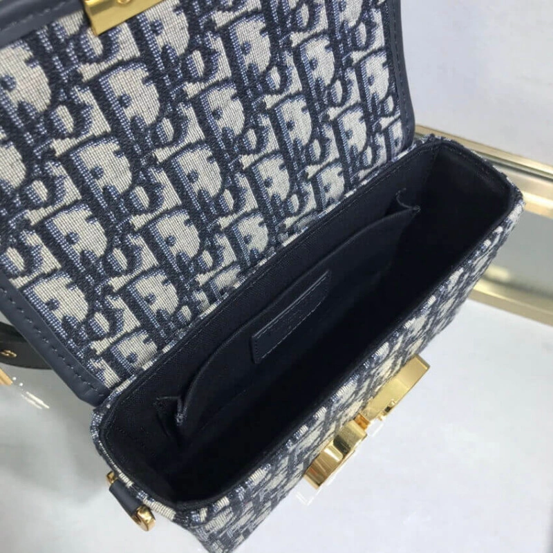 17.5 x 11 Christian Dior 30 Montaigne Box Bag Blue Oblique Jacquard - Image 12