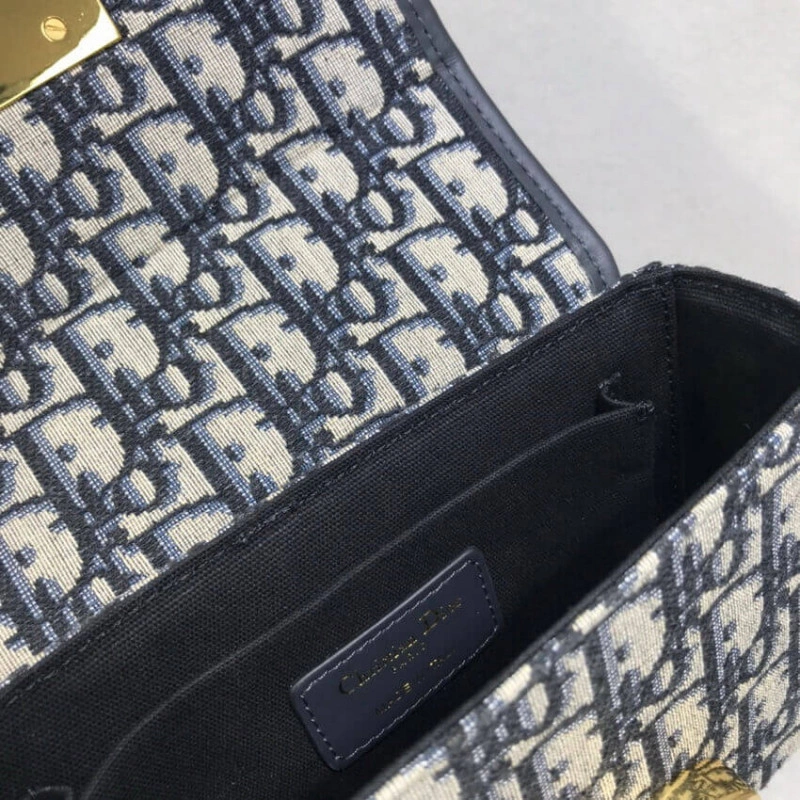 17.5 x 11 Christian Dior 30 Montaigne Box Bag Blue Oblique Jacquard - Image 13