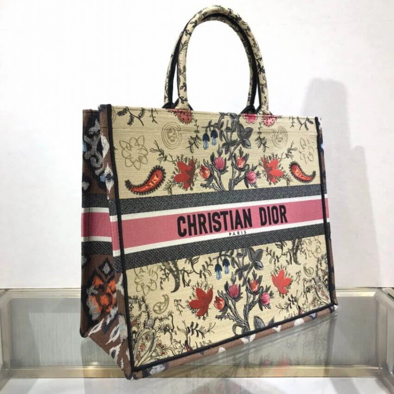 'Christia Christian Dior Book Tote Broderie Flowers Multicolore - Image 4