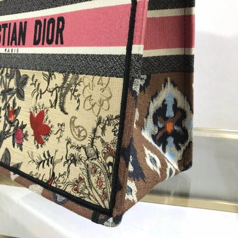 'Christia Christian Dior Book Tote Broderie Flowers Multicolore - Image 7