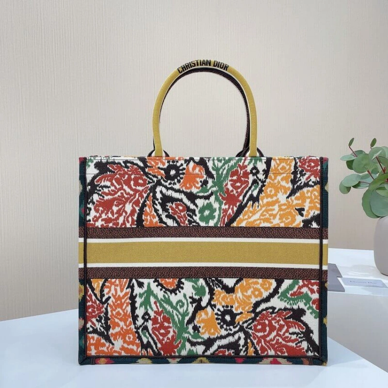 Can be ca Christian Dior Book Tote Yellow Multicolor Dior Paisley Embroidery - Image 4