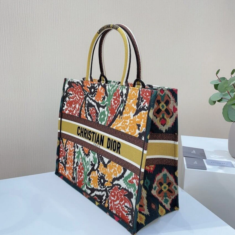 Can be ca Christian Dior Book Tote Yellow Multicolor Dior Paisley Embroidery - Image 5