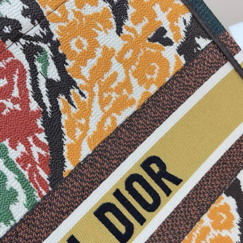 Can be ca Christian Dior Book Tote Yellow Multicolor Dior Paisley Embroidery - Image 8