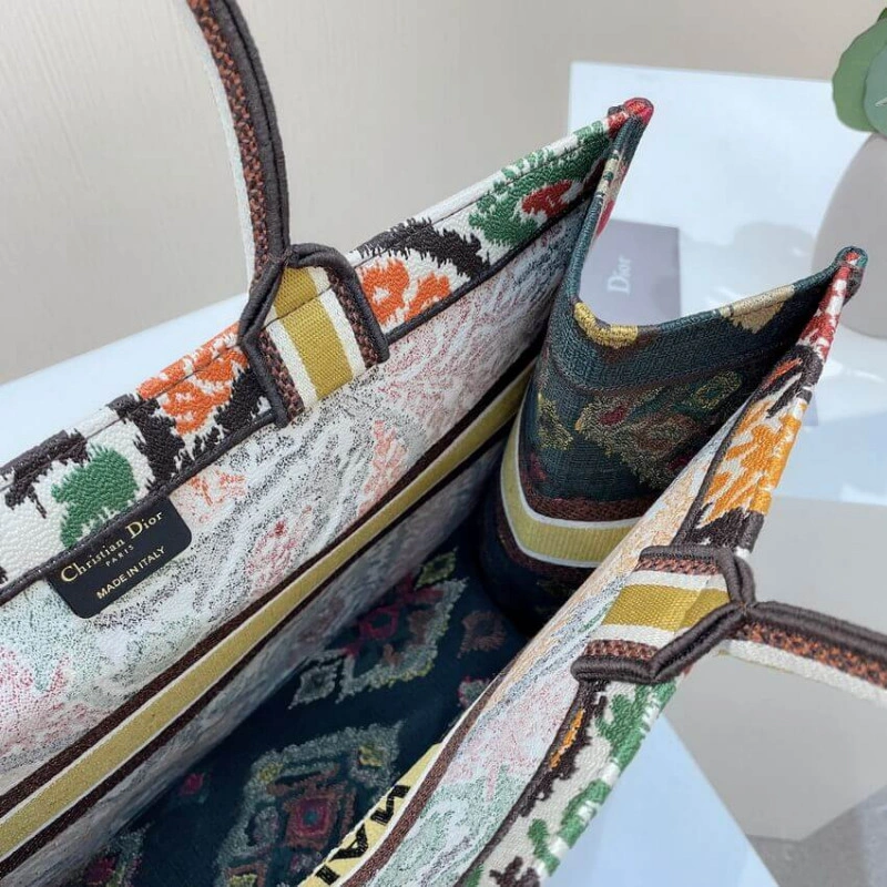 Can be ca Christian Dior Book Tote Yellow Multicolor Dior Paisley Embroidery - Image 9