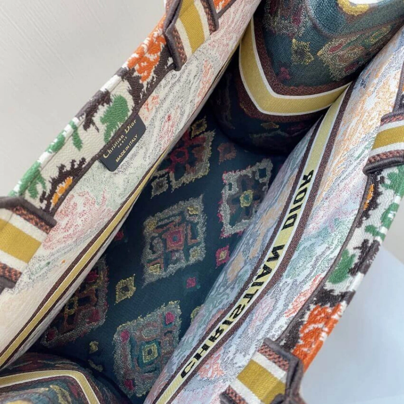 Can be ca Christian Dior Book Tote Yellow Multicolor Dior Paisley Embroidery - Image 10