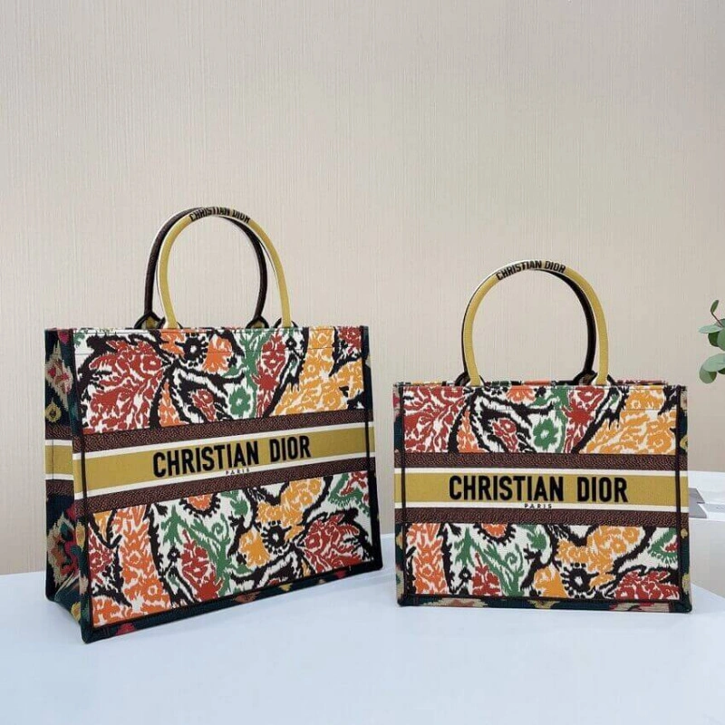 Can be ca Christian Dior Book Tote Yellow Multicolor Dior Paisley Embroidery - Image 12