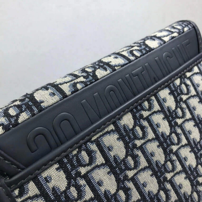 Embossed Christian Dior Medium Bobby Bag Blue Oblique Jacquard - Image 7