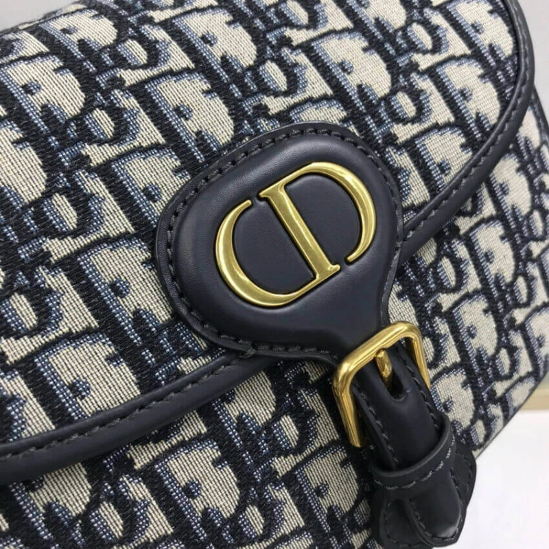 Embossed Christian Dior Medium Bobby Bag Blue Oblique Jacquard - Image 8