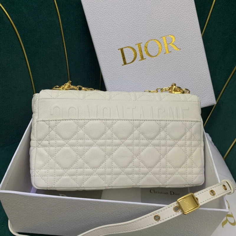 Flap clos Christian Dior Medium Caro Bag White Supple Cannage Calfskin - Image 5