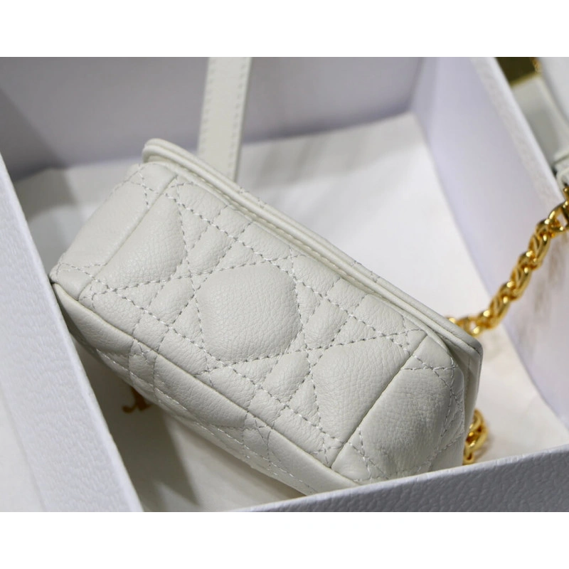The Dior C Christian Dior Micro Caro Bag White Supple Cannage Calfskin - Image 7