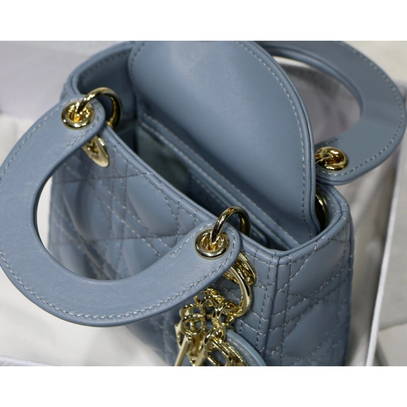 1 interio Christian Dior Micro Lady Dior Bag Cloud Blue Cannage Lambskin - Image 13