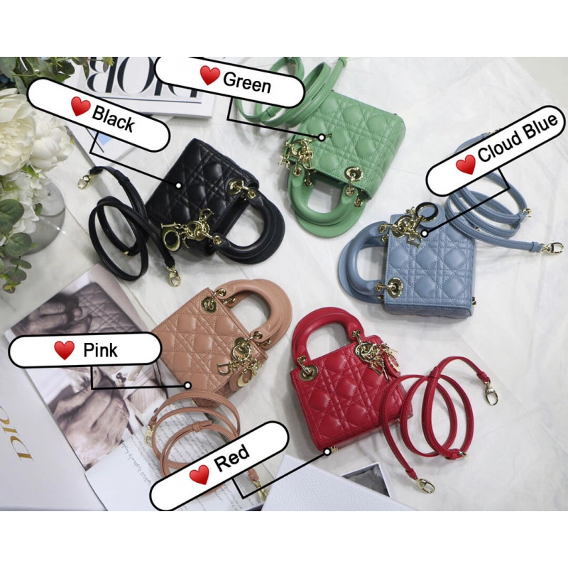 1 interio Christian Dior Micro Lady Dior Bag Red Cannage Lambskin - Image 12