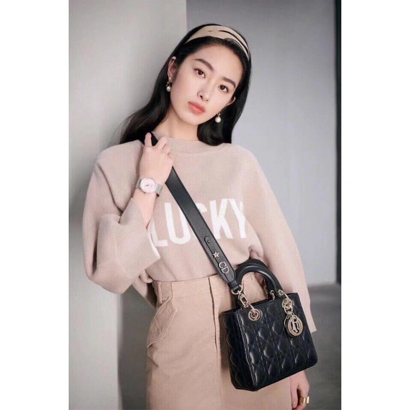 Wide, adj Christian Dior My Lady Dior Bag Black Cannage Lambskin - Image 4