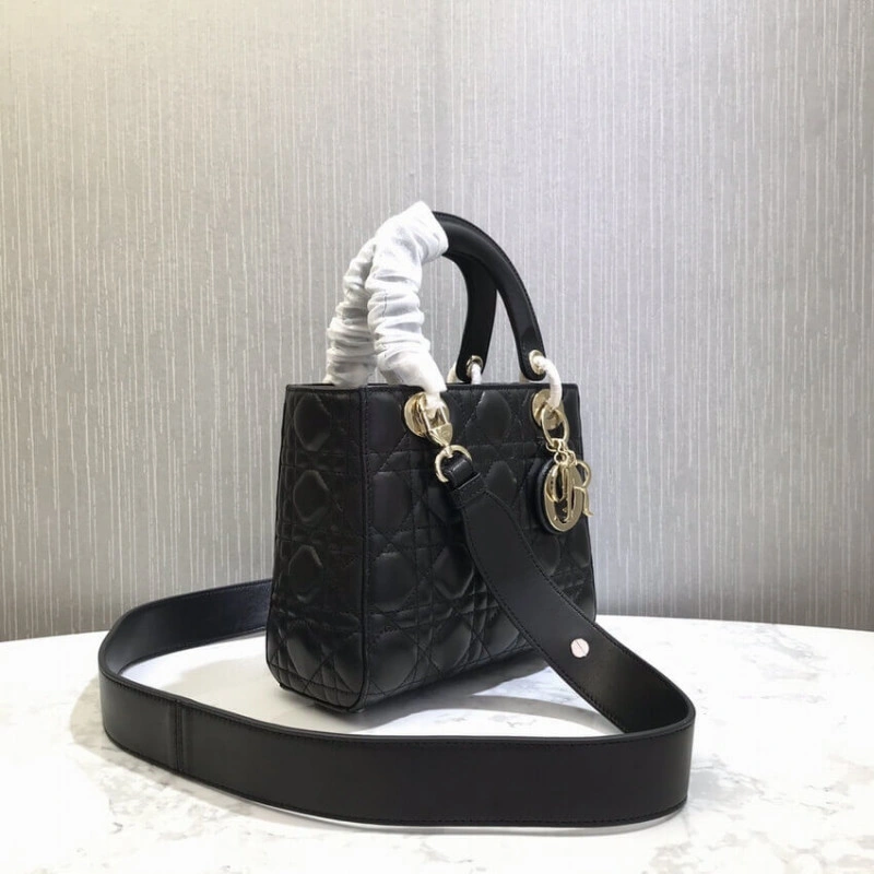 Wide, adj Christian Dior My Lady Dior Bag Black Cannage Lambskin - Image 7