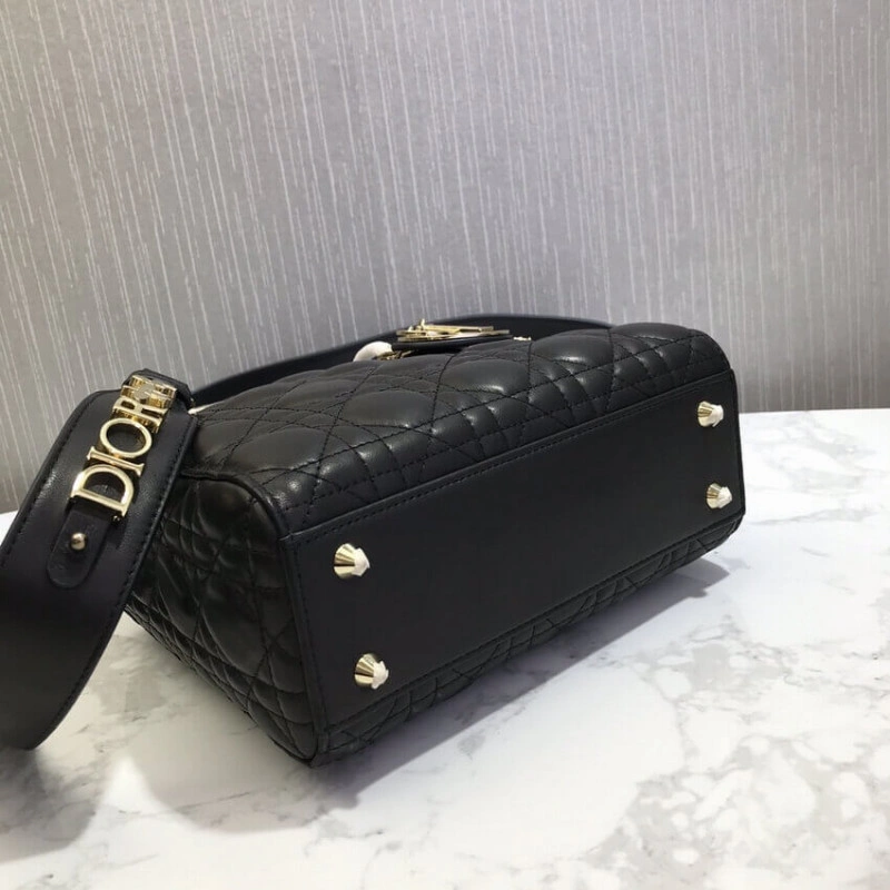 Wide, adj Christian Dior My Lady Dior Bag Black Cannage Lambskin - Image 11