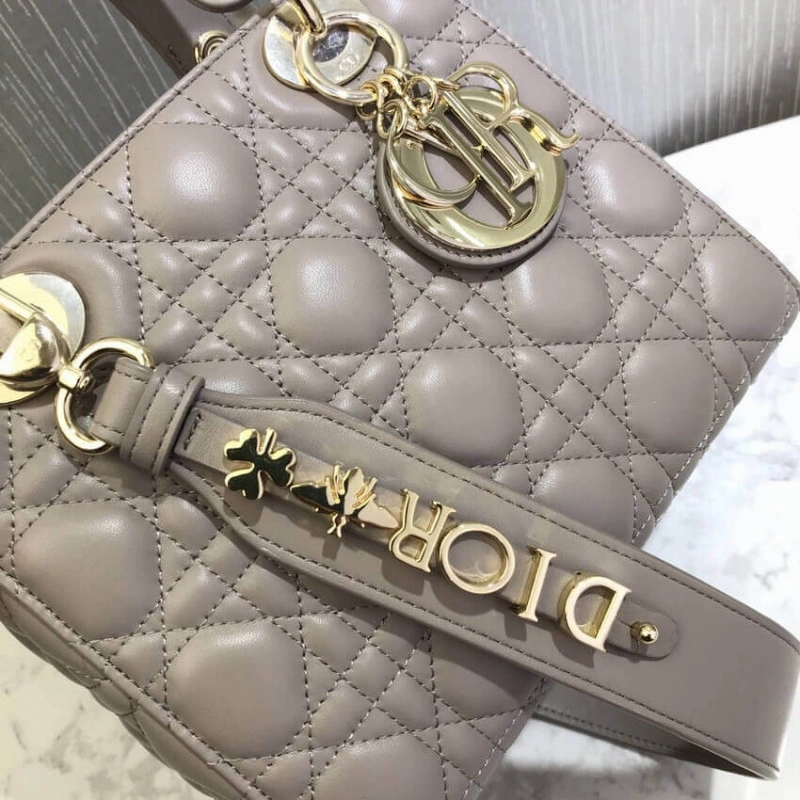 Wide, adj Christian Dior My Lady Dior Bag Steel Gray Cannage Lambskin - Image 3