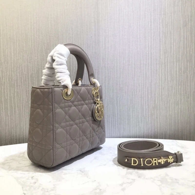 Wide, adj Christian Dior My Lady Dior Bag Steel Gray Cannage Lambskin - Image 4