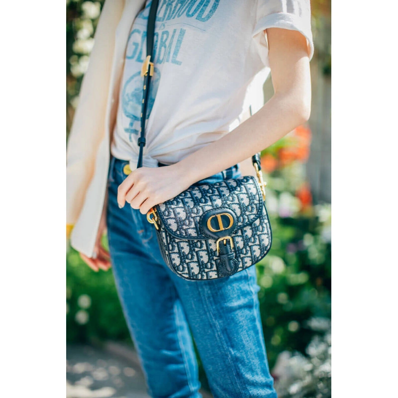 Adjustabl Christian Dior Small Bobby Bag Blue Oblique Jacquard - Image 3