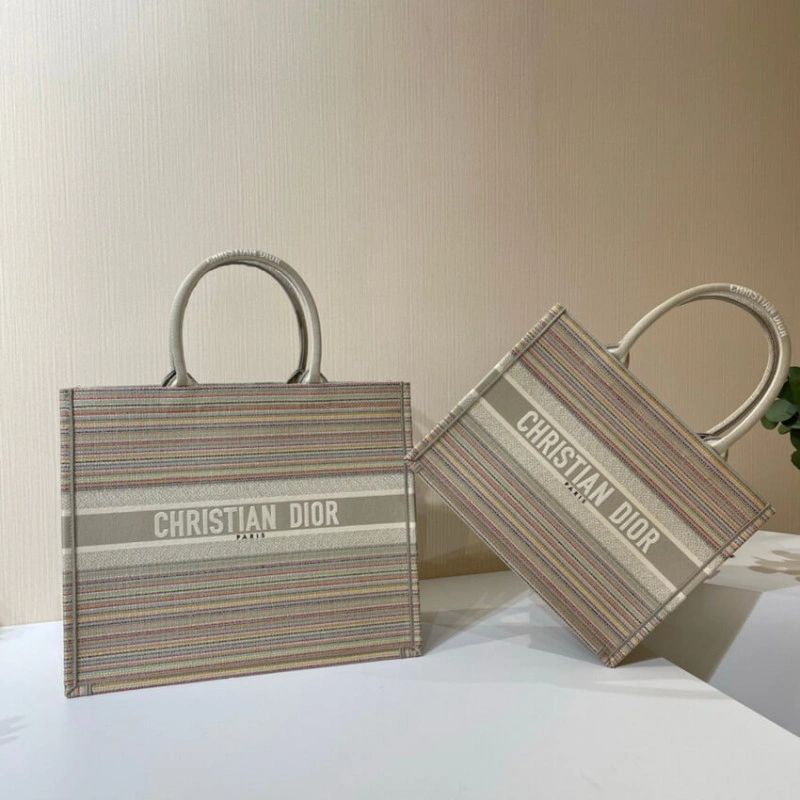 Can be ca Christian Dior Small Book Tote Multicolor Stripes Embroidery - Image 12