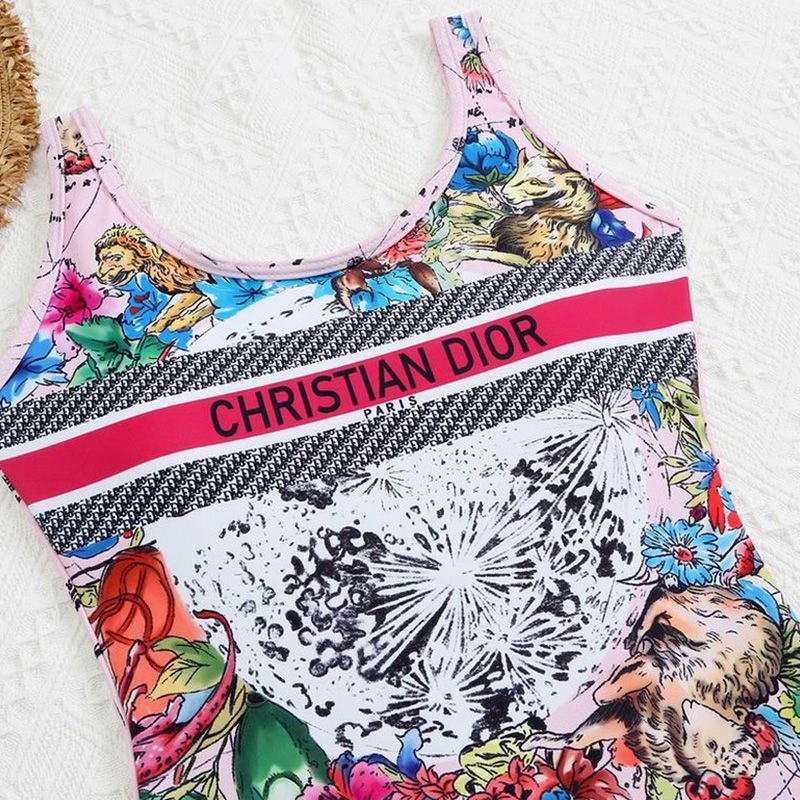 Christian Dior Swimsuit Women Zodiac Motif Lycra Pink SmartChoice 9842 - Image 3