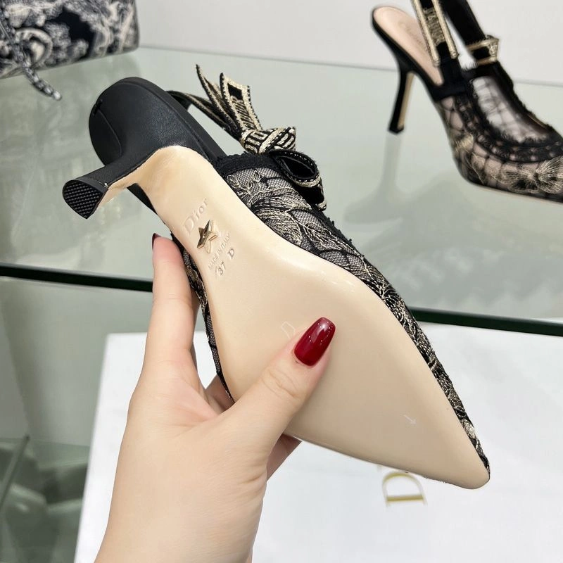 DailyWear 2972 J'Adior Slingback Pumps Women Butterfly Motif Transparent Mesh Grey - Image 3