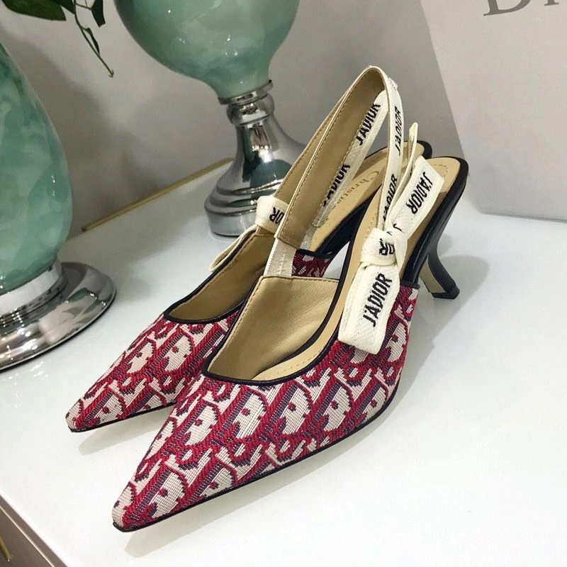 DailyWear 4790 J'Adior Slingback Pumps Women Oblique Motif Canvas Burgundy - Image 3