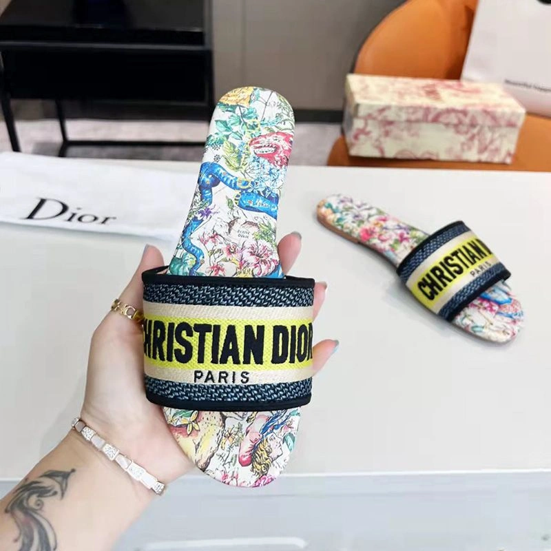 DailyWear 5058 Christian Dior Dway Slides Women D-Constellation Motif Canvas White - Image 3