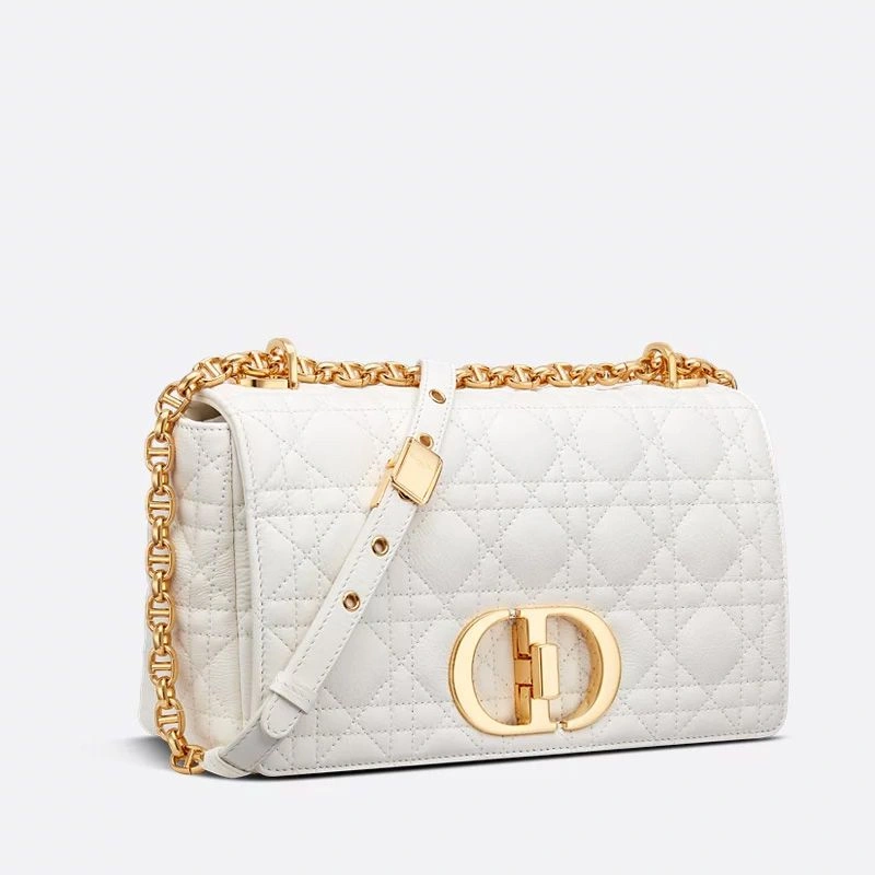 DailyWear 5596 Medium Dior Caro Bag In Supple Cannage Calfskin White - Image 3
