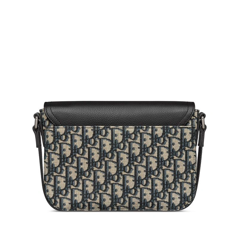 DailyWear 7728 Small Dior Saddle Flap Messenger In Oblique Motif Canvas and Grained Calfskin Blue - Image 3
