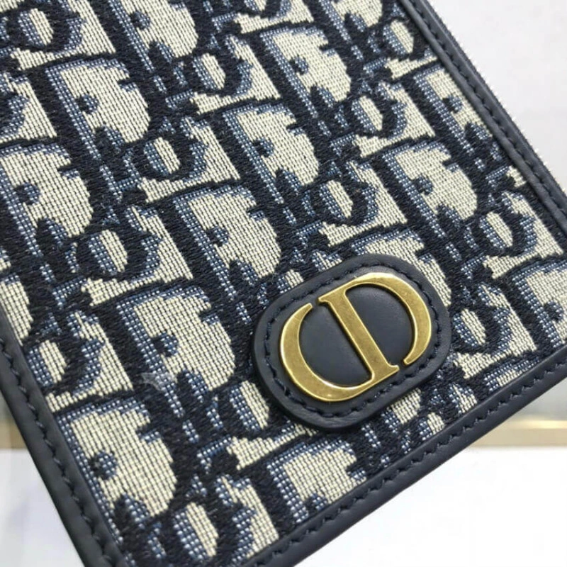 'CD' sign Dior 30 Montaigne Long Wallet Blue Oblique Jacquard - Image 7