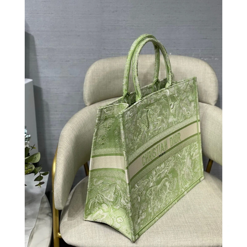 41.5 x 35 Dior Book Tote Lime Toile de Jouy Reverse Embroidery - Image 7