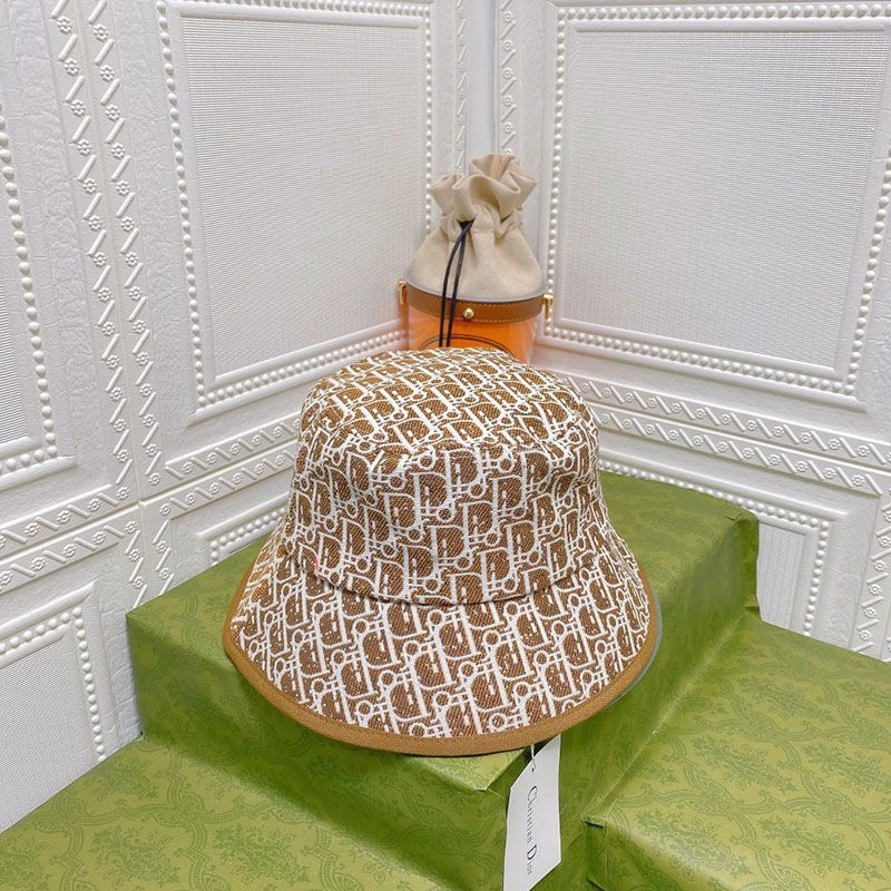 Dior Bucket Hat Shawn Logo D-Oblique Motif Cotton Brown UrbanStyle 3169 - Image 3