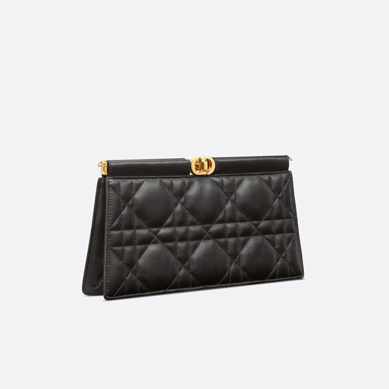 Dior Caro Colle Noire Clutch with Chain Cannage Lambskin Black HighQuality 3716 - Image 3