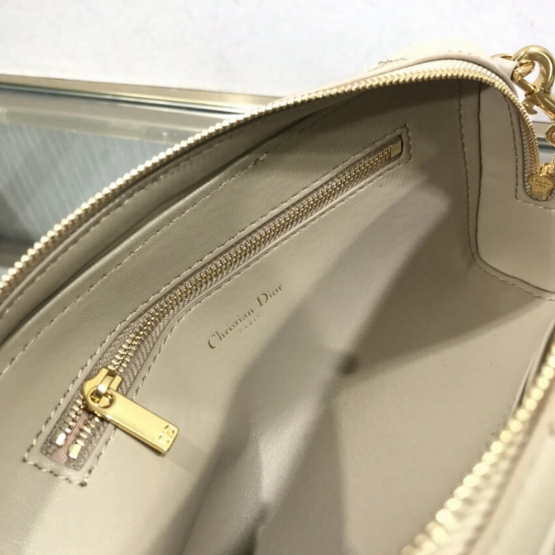 2 large c Dior Caro Double Pouch Beige Supple Cannage Calfskin - Image 9