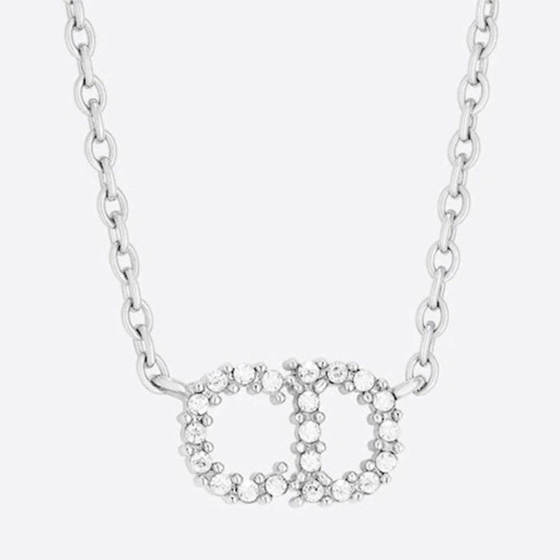 Dior Clair D Lune Necklace Metal White Crystals Silver HighQuality 6190 - Image 3