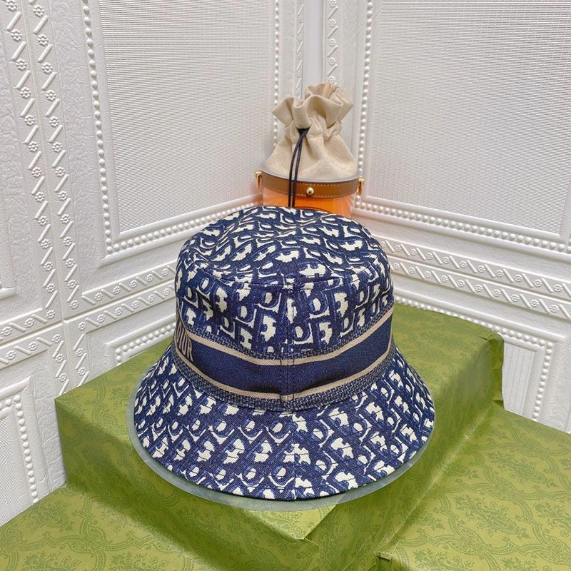 Dior D-Oblique Small Brim Bucket Hat Canvas Navy Blue Trendy 2295 - Image 3