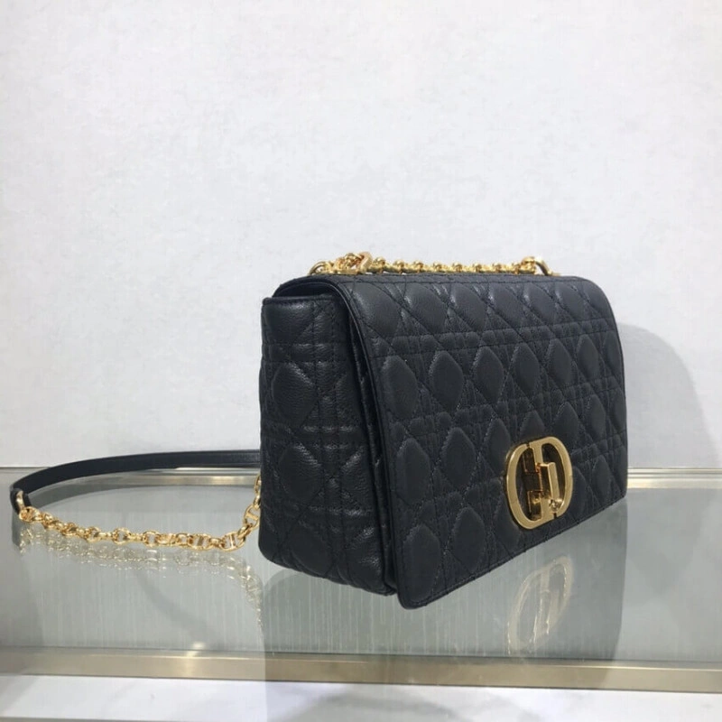 28 x 17 x Dior Large Caro Bag Black Supple Cannage Calfskin - Image 7