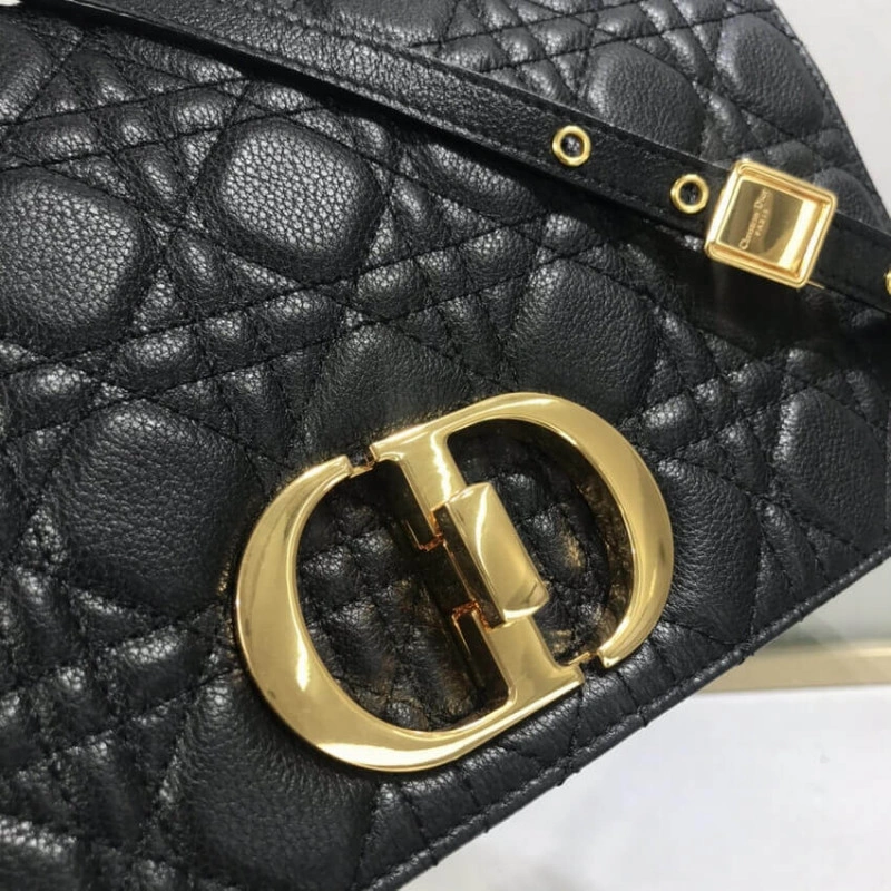 28 x 17 x Dior Large Caro Bag Black Supple Cannage Calfskin - Image 8