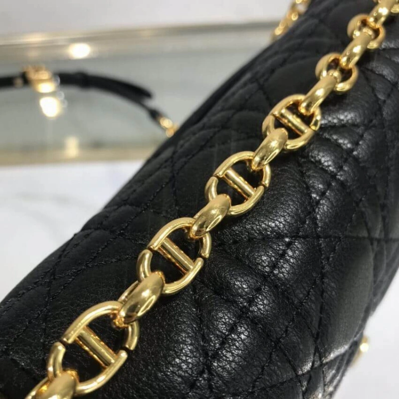 28 x 17 x Dior Large Caro Bag Black Supple Cannage Calfskin - Image 9