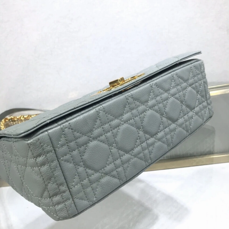 Back pock Dior Large Caro Bag Grey Supple Cannage Calfskin - Image 8