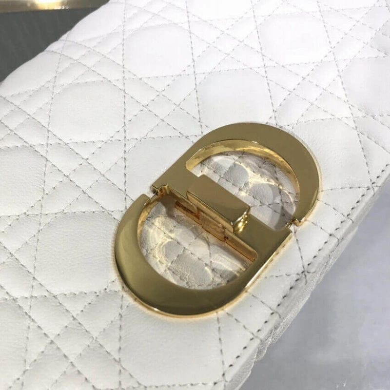 Adjustabl Dior Large Caro Bag White Supple Cannage Calfskin - Image 6