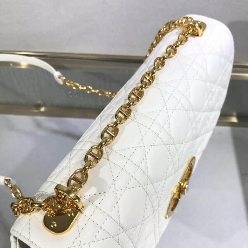 Adjustabl Dior Large Caro Bag White Supple Cannage Calfskin - Image 7