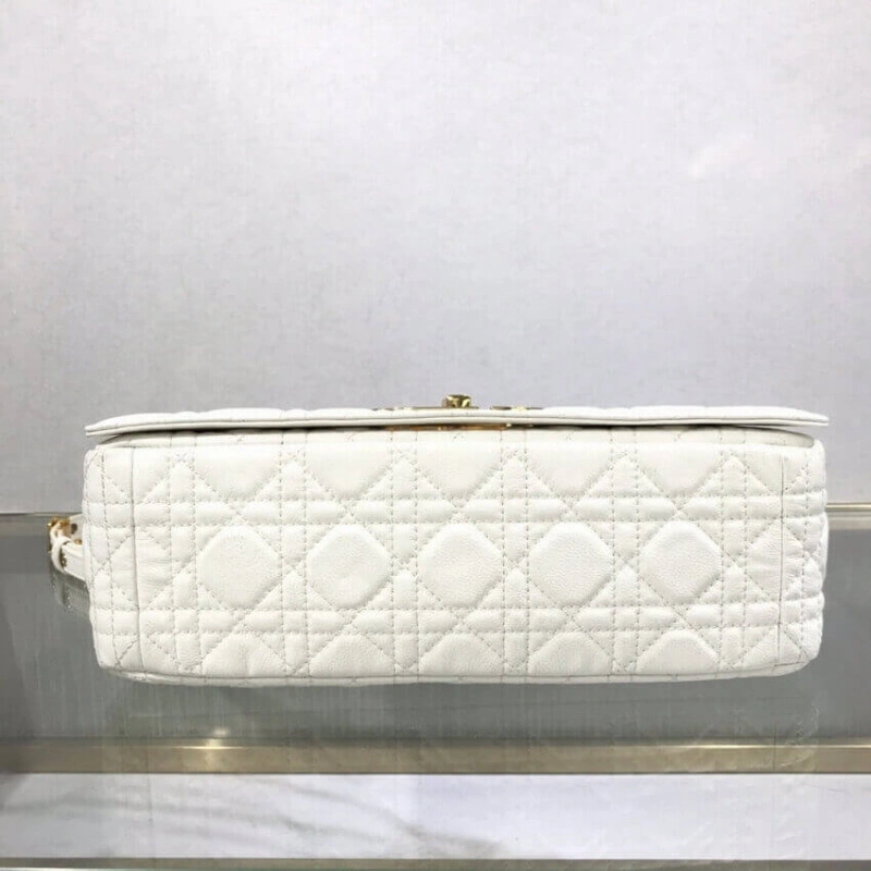 Adjustabl Dior Large Caro Bag White Supple Cannage Calfskin - Image 8