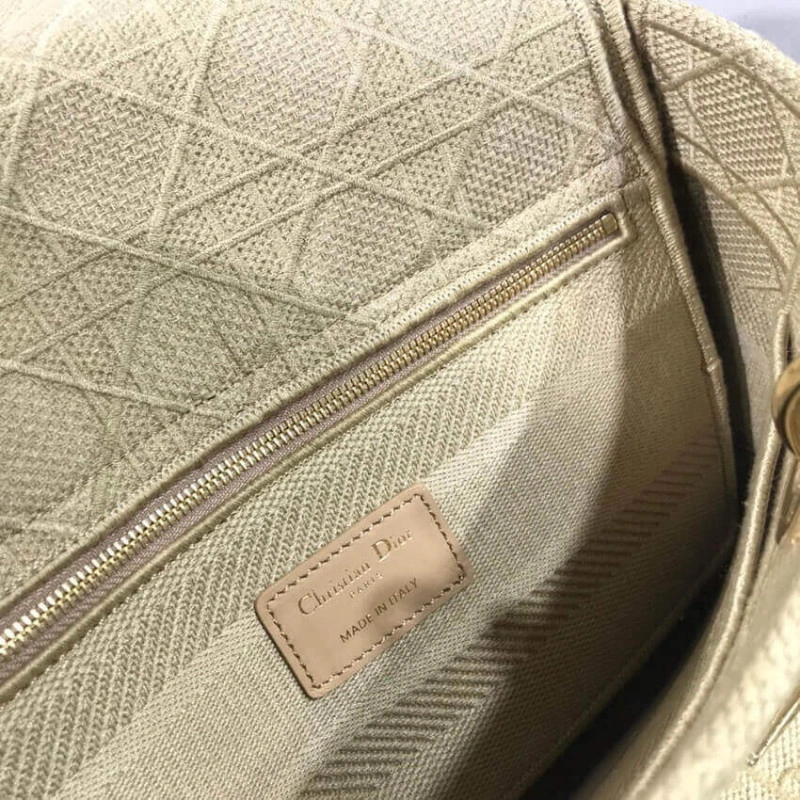 Interior Dior Medium Lady D-Lite Bag Beige Cannage Embroidered - Image 13