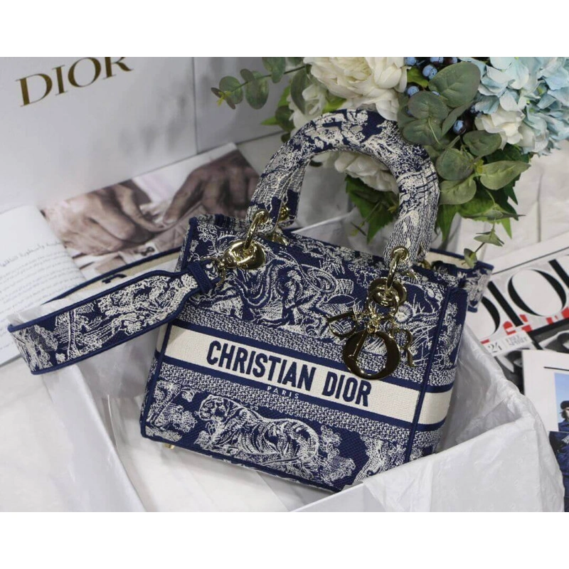 Dust bag Dior Medium Lady D-Lite Bag Blue Toile de Jouy Reverse Embroidery - Image 6