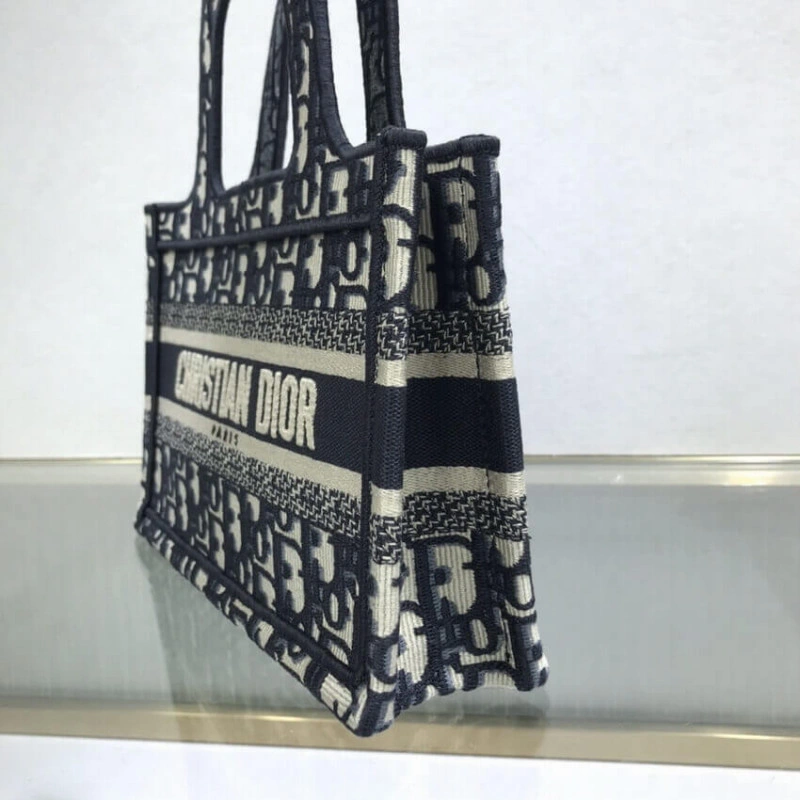 Canvas Ba Dior Mini Book Tote Blue Oblique Embroidery - Image 11